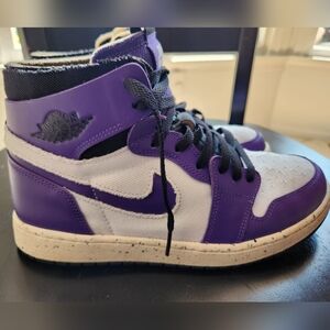 Nike Air Jordan Purple and White High-Top Sneakers - Size 9